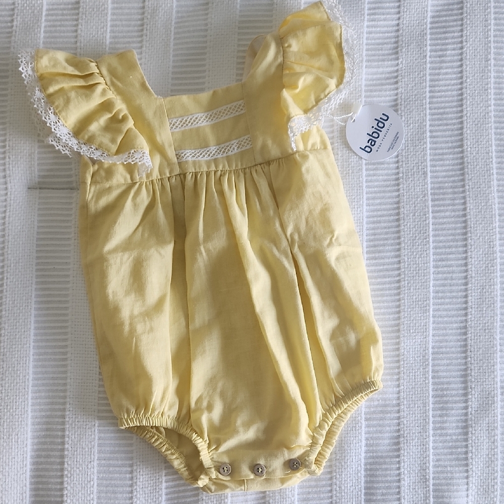 NWT Babidu Yellow Baby Romper